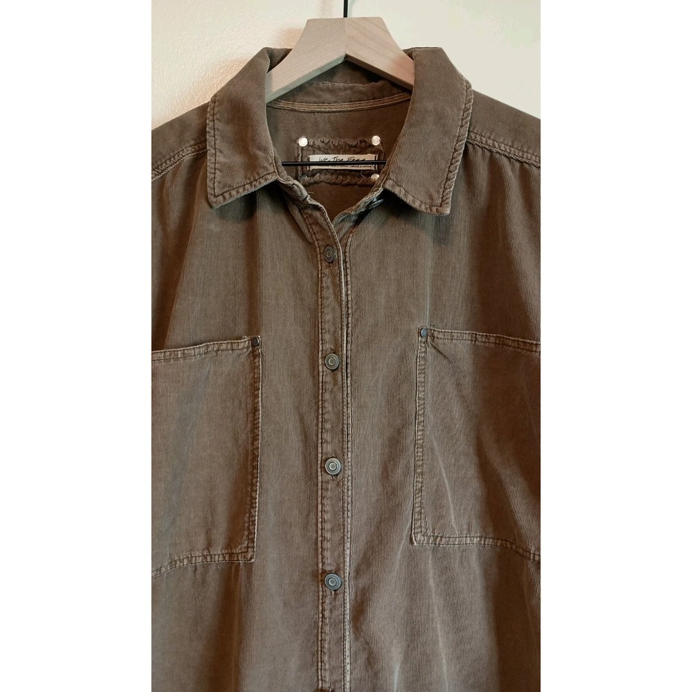 Free People We The Free Baby Cord Buttondown Shirt Warm Tobacco Brown Size M - Picture 5 of 14